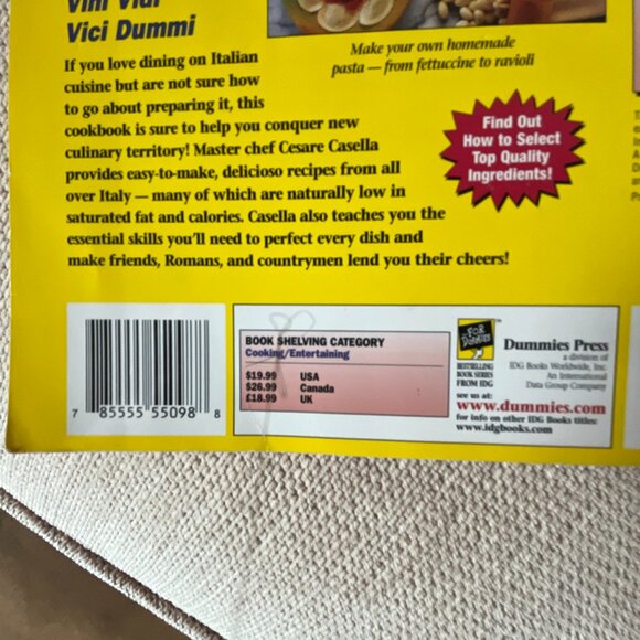 Italian Cooking For Dummies (Over 150 Recipes) (Good Condition -Bended Cover) - Picture 8 of 13